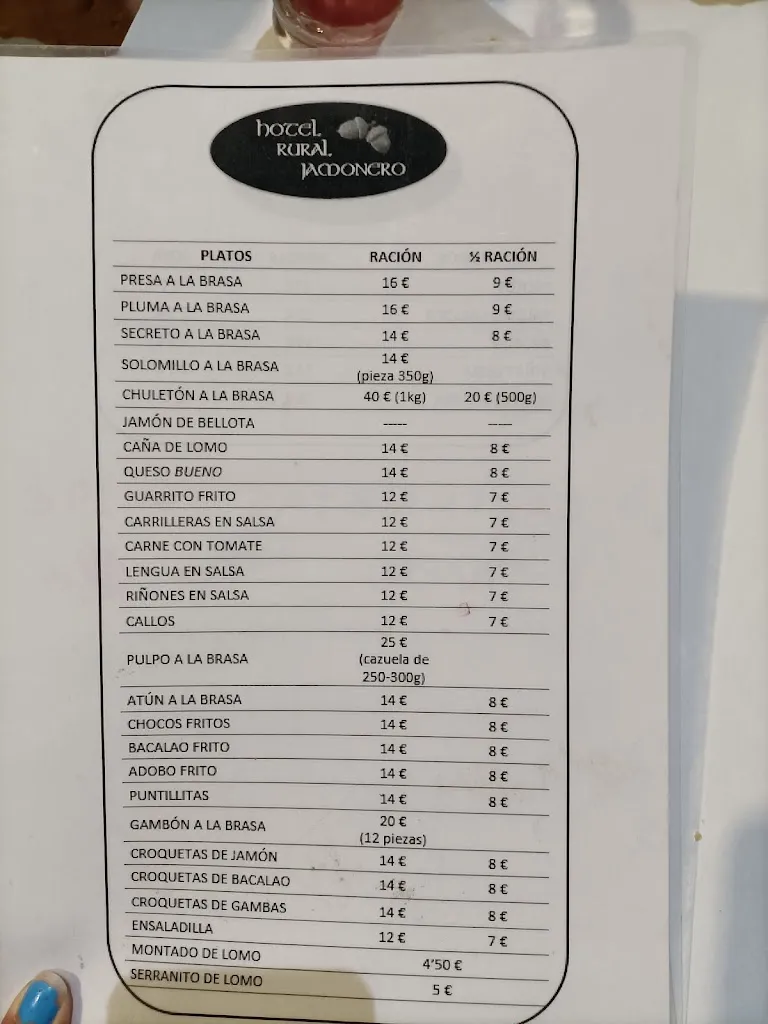 Menu_Restaurant El Jamonero_Fuentes de León_image_1