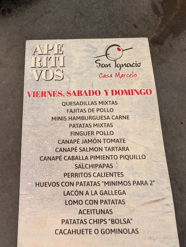 Menu_Bar Restaurante San Ignacio 