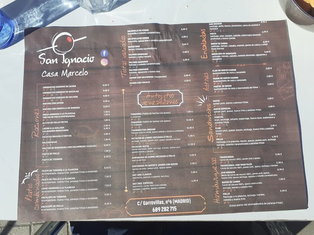 Menu_Bar Restaurante San Ignacio 