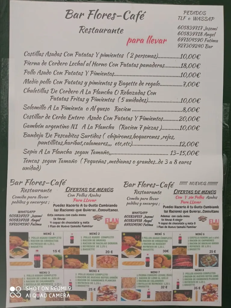 Menu_Restaurante bar FLORES_Garrovilla La_image_1