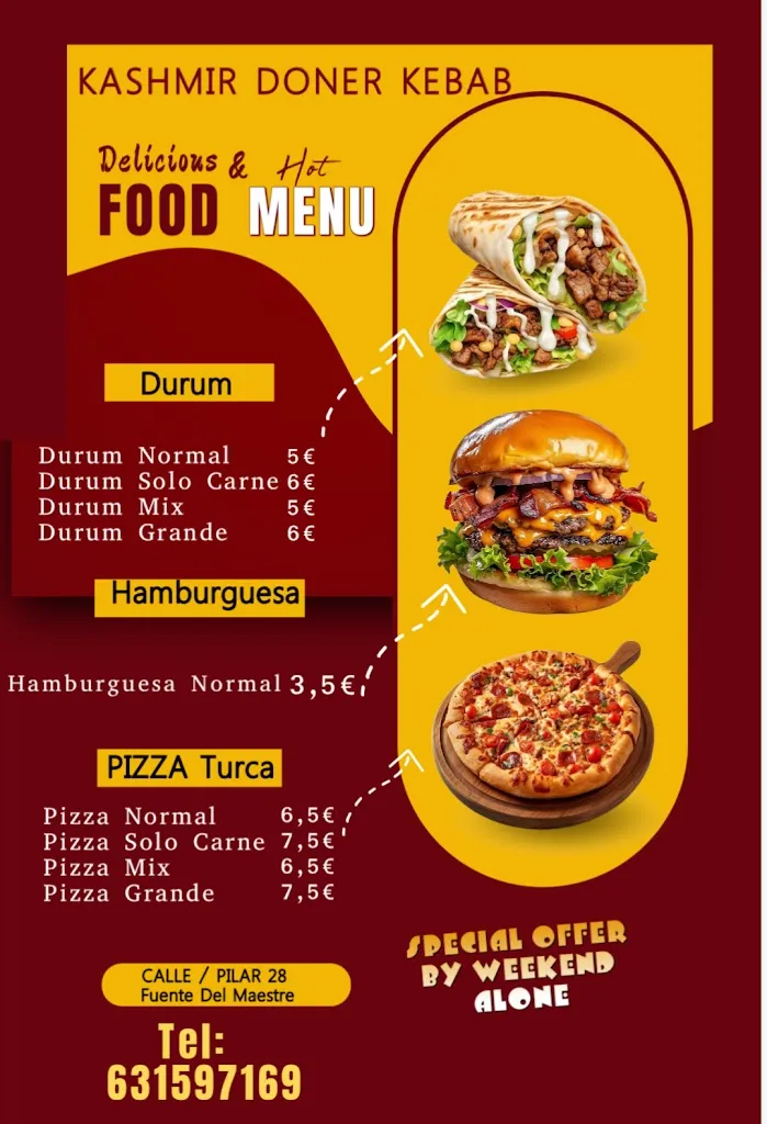 Menu_KASHMIR DONER KEBAB FUENTE_Fuente del Maestre_image_1