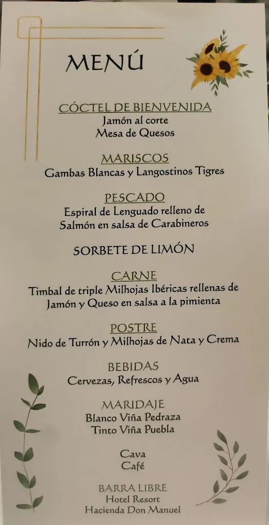 Menu_Hotel Resort Hacienda Don Manuel_Granja de Torrehermosa_image_1