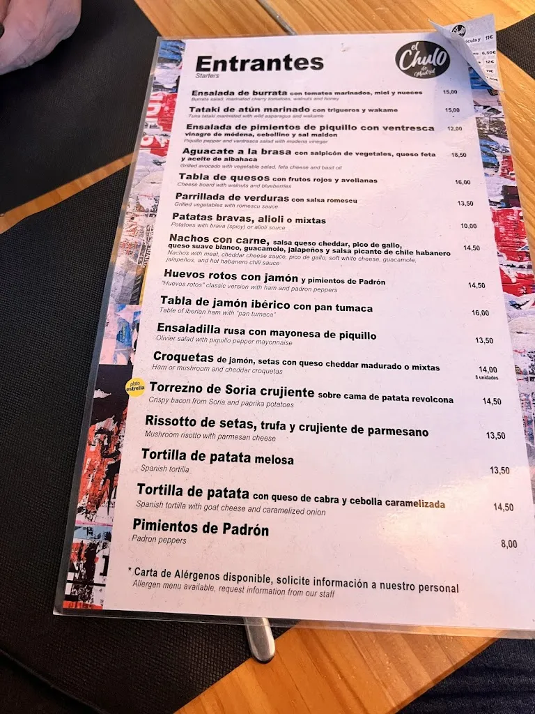 Menu_El Chulo de Madrid_Muros_image_1