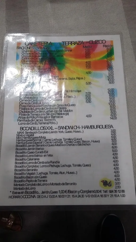 Menu_Cafetería-Restaurante Cuzco_Guareña_image_2