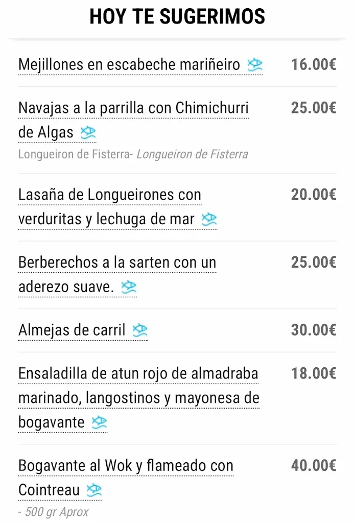 Menü_Restaurante La Bayonnaise 1803_Fisterra_Bild_1