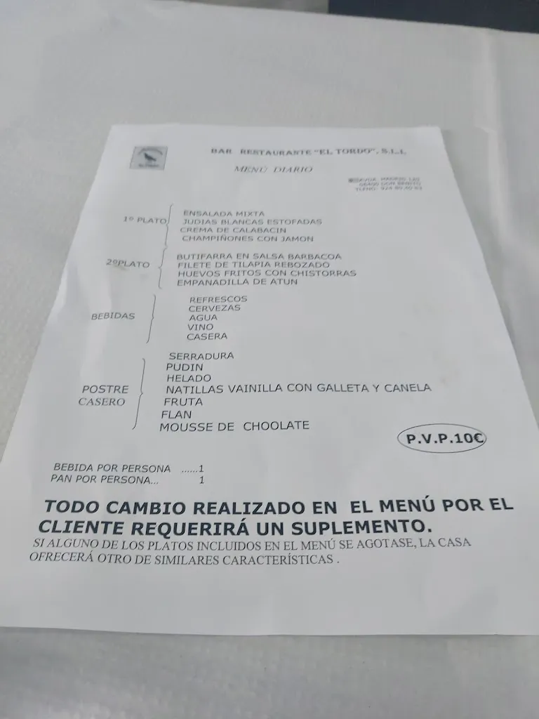 Menu_Bar Restaurante El Tordo_Don Benito_immagine_3