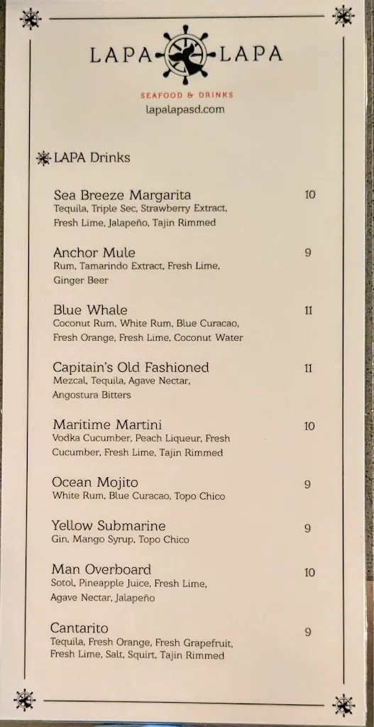 Menu_Lapa Lapa Seafood & Drinks_Lapa La_image_2