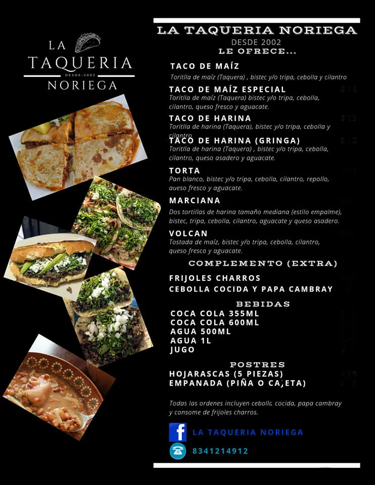 Menu_La Taquería Noriega_Llera_image_1