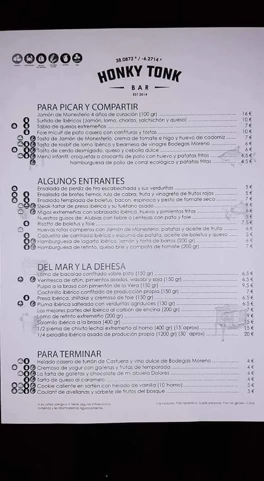 Menu_Honky Tonk taberna extremeña_Montemolín_image_3