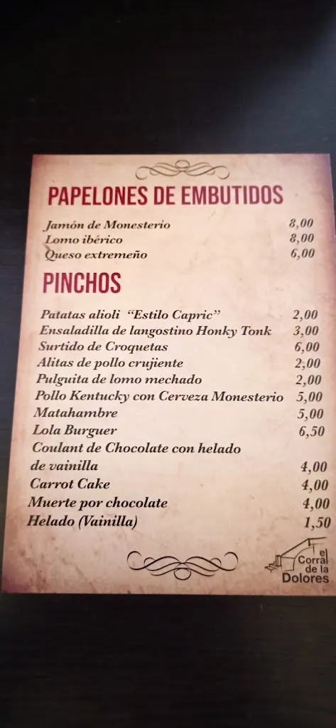 Menu_Salón de celebraciones El corral de la Dolores_Monesterio_image_2