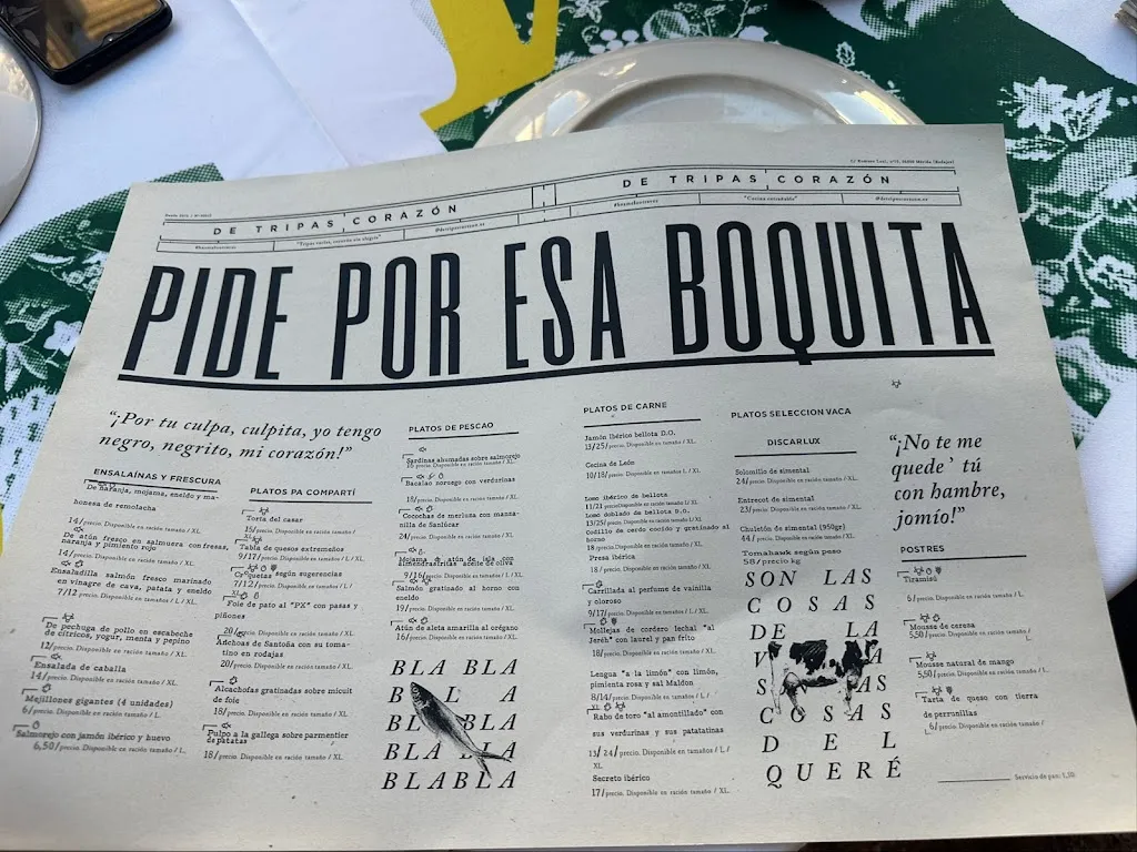 Menu_Restaurante De tripas corazón_Mérida_immagine_1