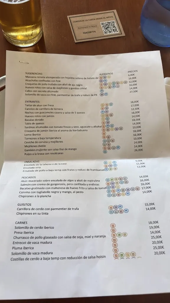 Menu_Restaurante La Tahona_Mérida_immagine_1