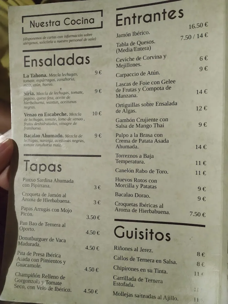 Menu_Restaurante La Tahona_Mérida_immagine_4