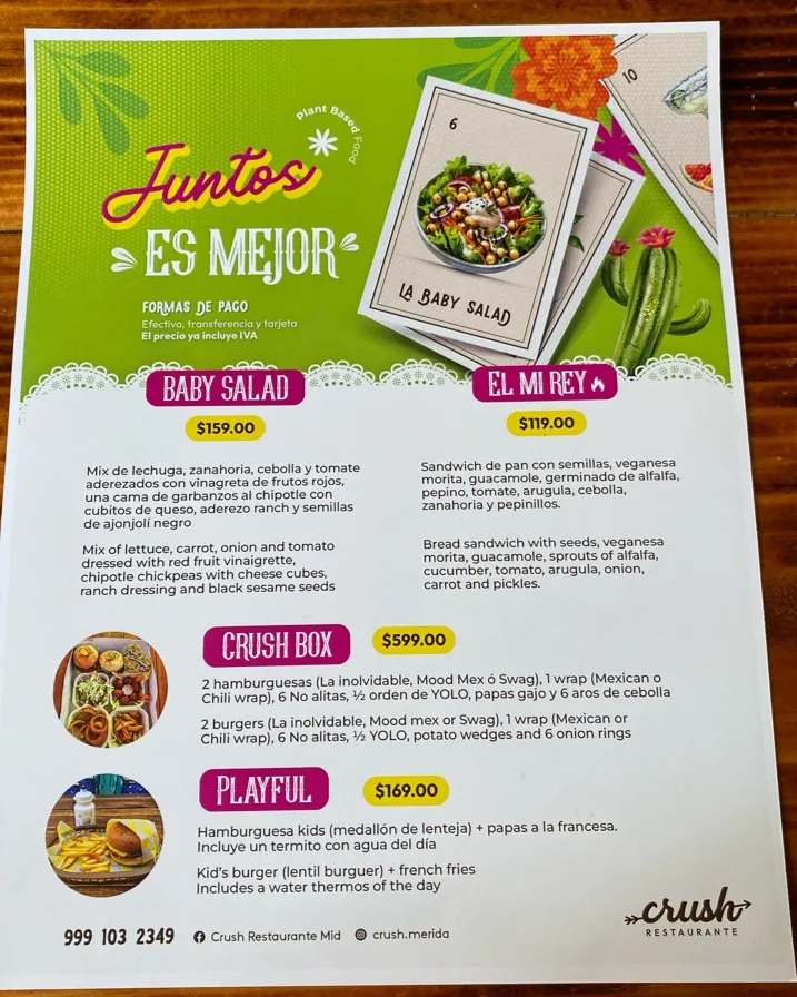 Menu_Crush Restaurant Mérida_Mérida_image_4