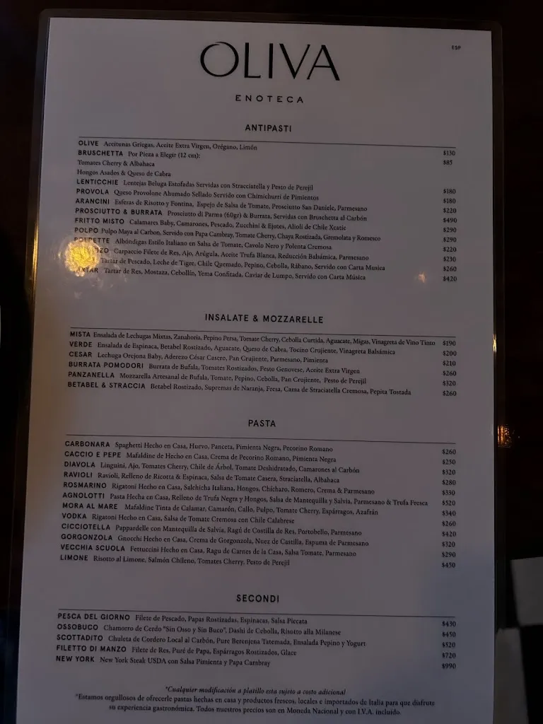 Menu_Oliva Enoteca_Mérida_immagine_1