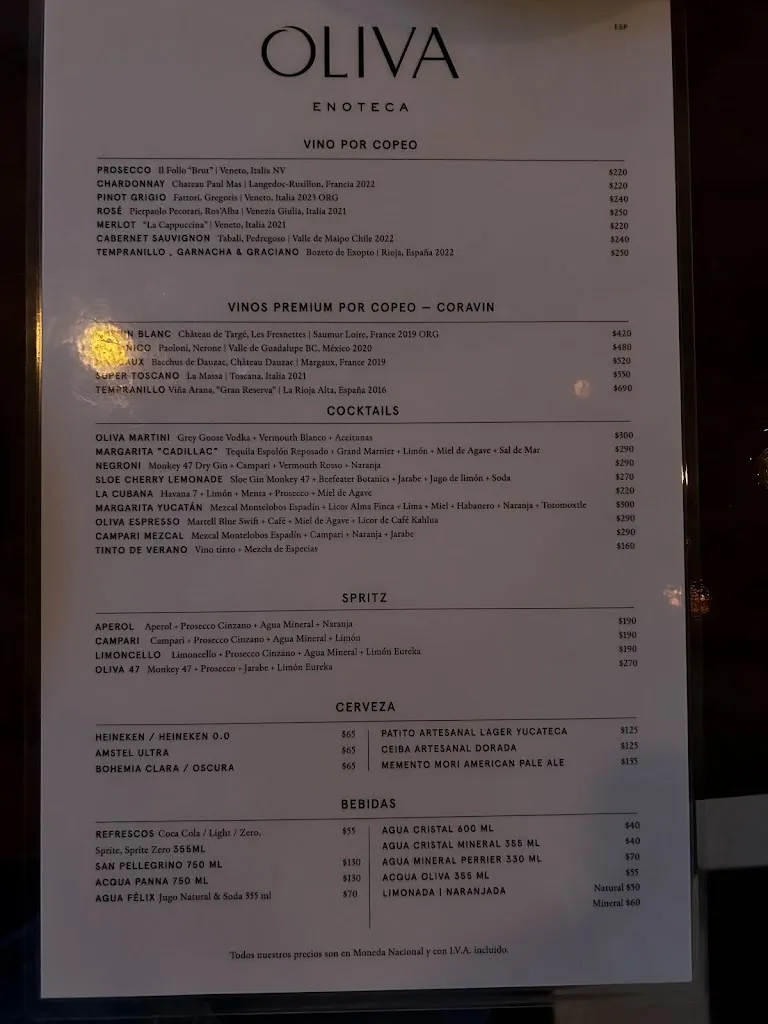 Menu_Oliva Enoteca_Mérida_immagine_2