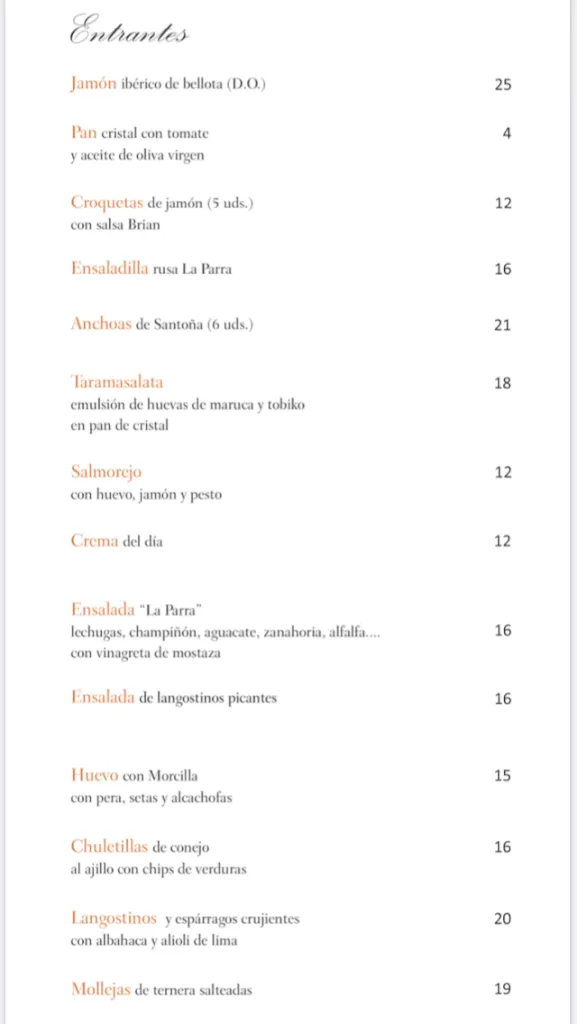 Menu_Restaurante La Parra Madrid_Parra La_immagine_3