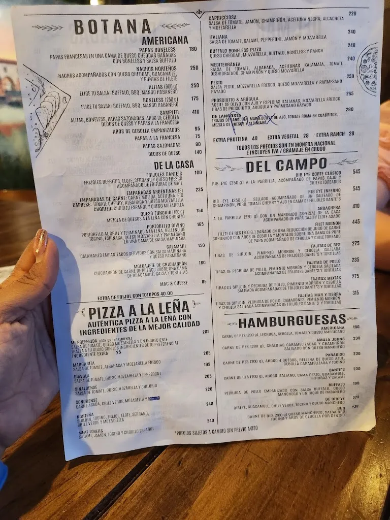 Menü_Dante's Eatery & Bar_Nogales_Bild_1