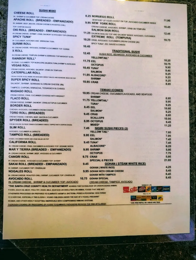 Menu_OKIROKI SUSHI WINGS_Nogales_image_1