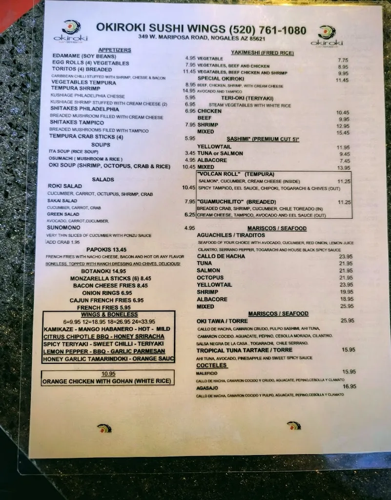 Menu_OKIROKI SUSHI WINGS_Nogales_image_2