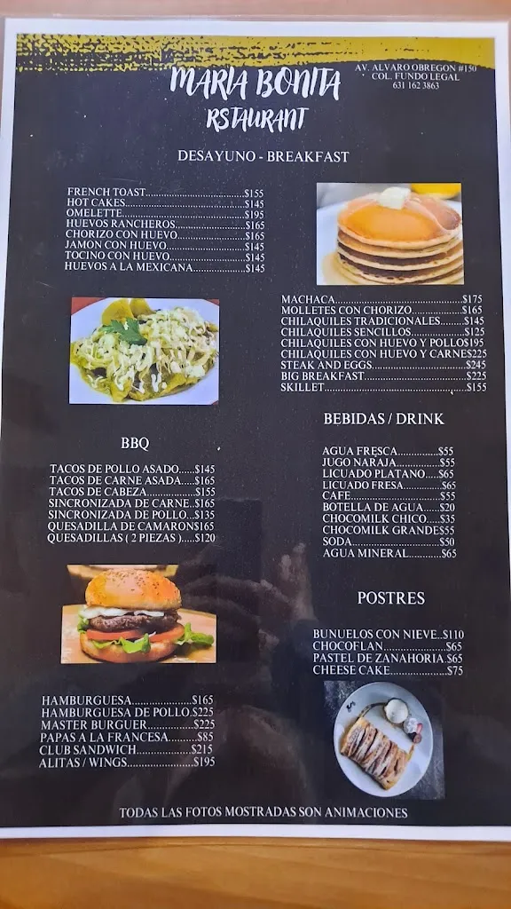 Menu_Maria Bonita Restaurant_Nogales_immagine_2