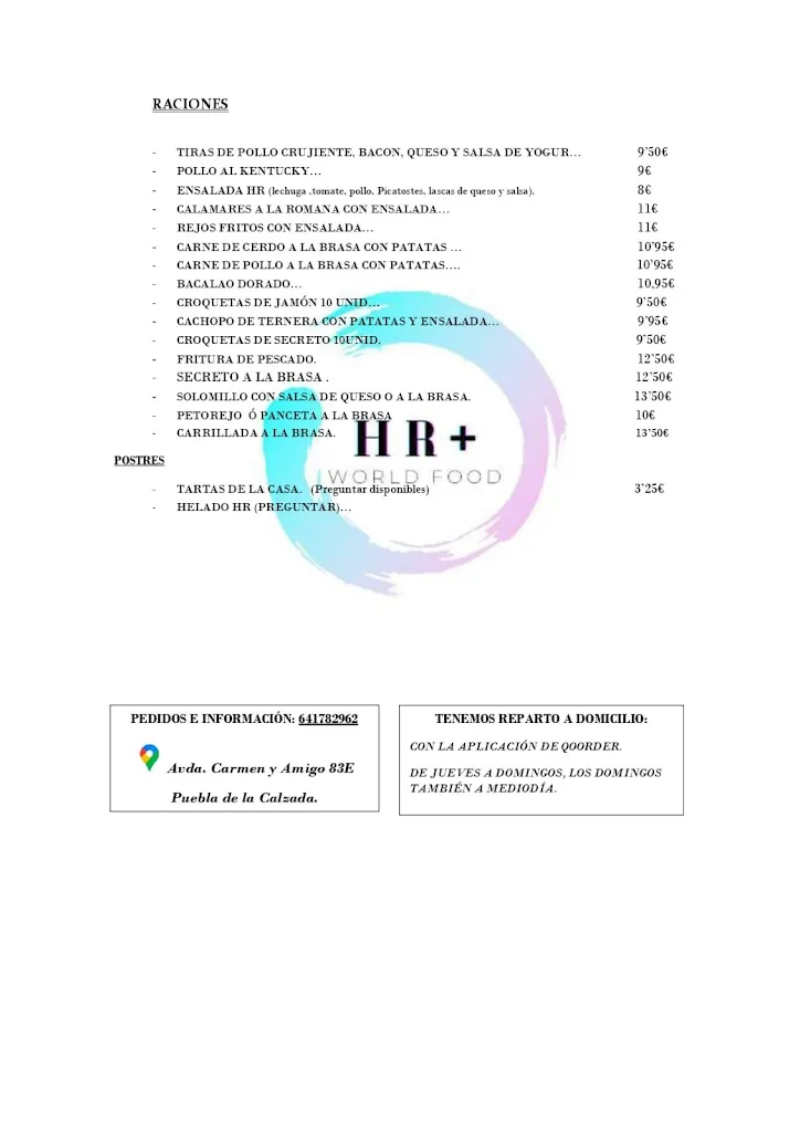 Menu_HR+ World Food_Puebla de la Calzada_image_2