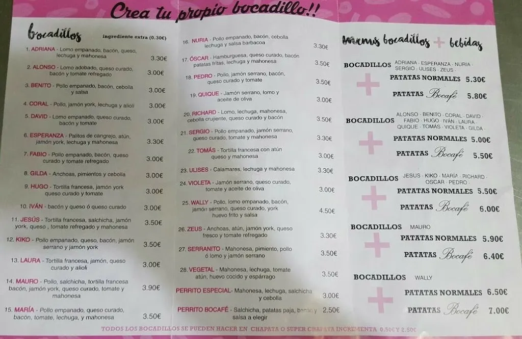 Menu_Cafeteria Bocafe_Puebla de la Calzada_image_4