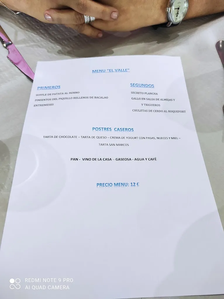 Menu_El Valle Grande's Restaurant_Puebla de Obando_image_1