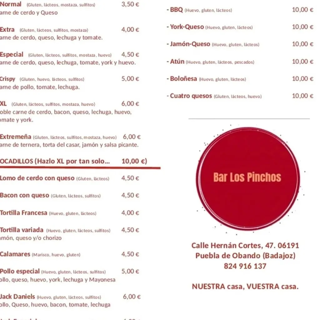 Menu_Bar casa “Los Pinchos”_Puebla de Obando_image_1