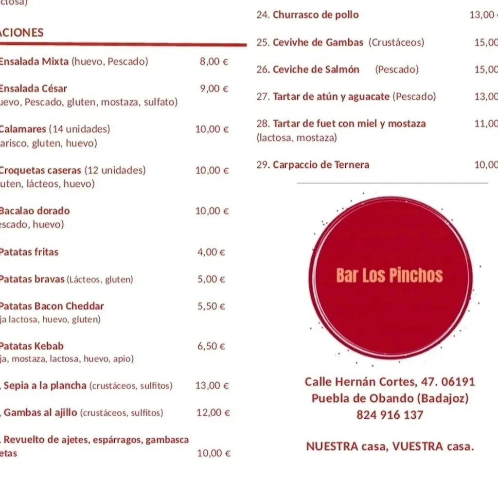 Menu_Bar casa “Los Pinchos”_Puebla de Obando_image_2