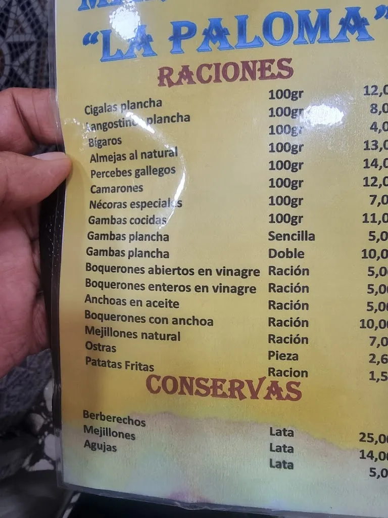 Menu_La Paloma_Palomas_immagine_2