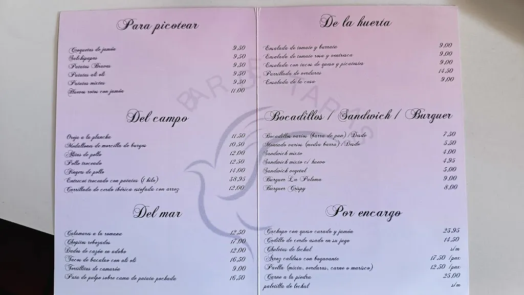 Menu_Bar Restaurante La Paloma - Alcorcon_Palomas_image_2
