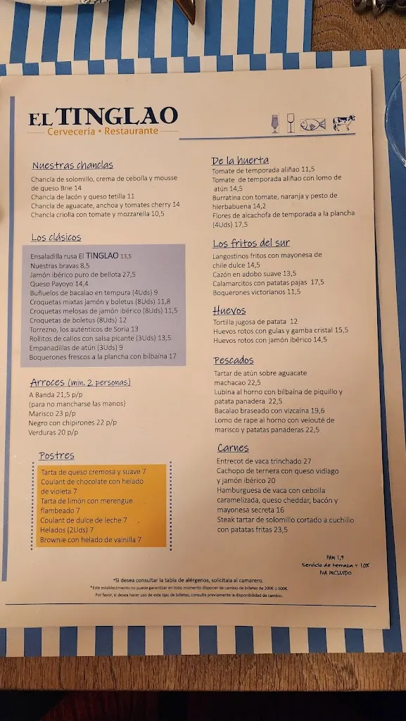 Menu_El Tinglao Cervecería y Restaurante_Palomas_immagine_1
