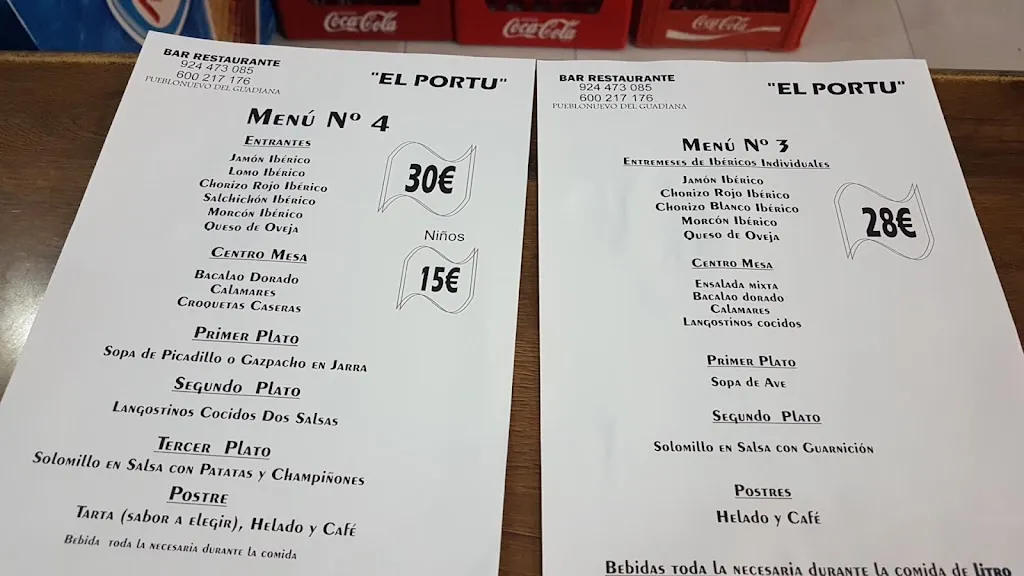 Menu_Restaurante El Portu_Pueblonuevo del Guadiana_image_1