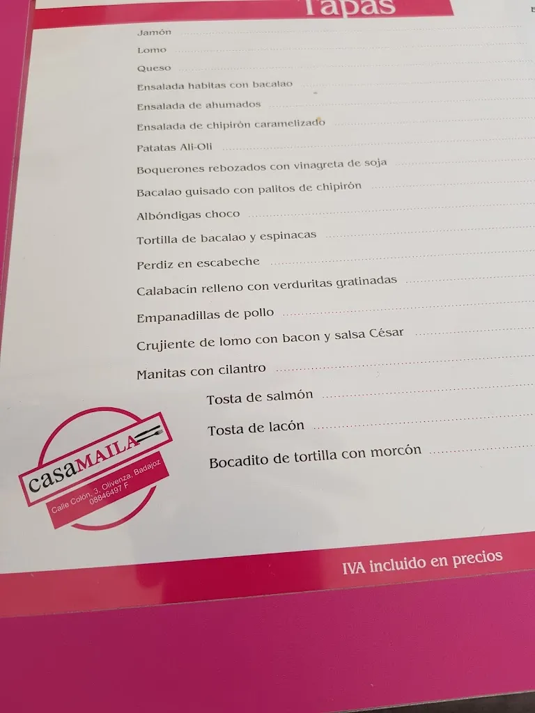 Menu_Restaurante Casa Maila_Olivenza_immagine_2