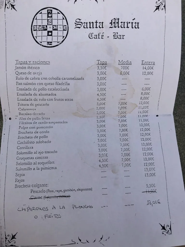 Menu_Cafe Bar Santa María_Olivenza_image_1