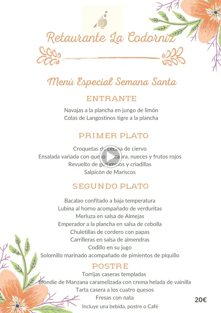 Menu_Restaurante La Codorniz del sereno_Quintana de la Serena_image_1