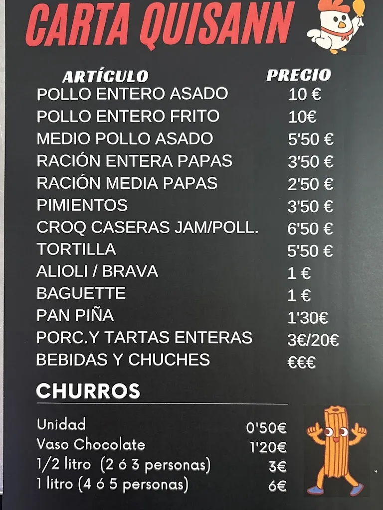 Menu_Churros y Pollos Quisann QUINTANA DE LA SERENA_Quintana de la Serena_image_1