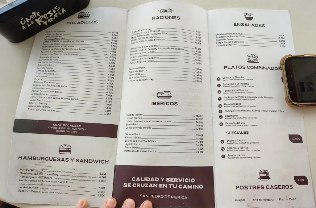 Menu_Bar restaurante Ruta 5_San Pedro de Mérida_image_2