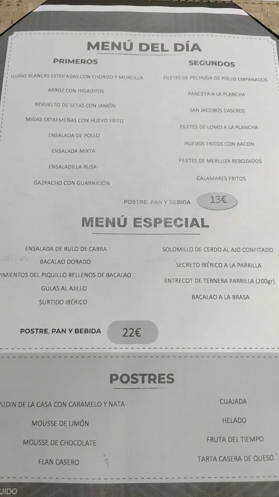 Menu_Bar restaurante Ruta 5_San Pedro de Mérida_image_3