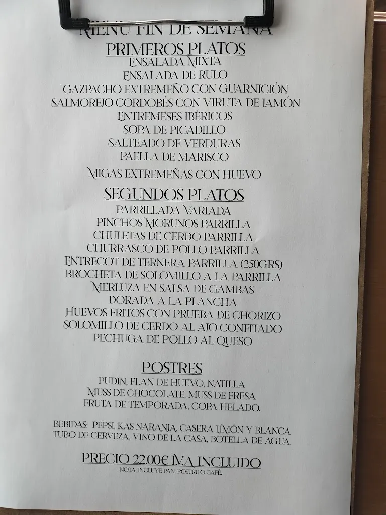 Menu_J.M. Viñuela Hostal Restaurante_San Pedro de Mérida_image_1