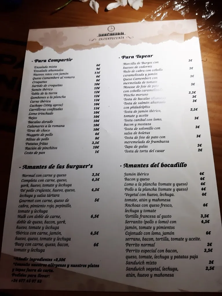 Menu_La Cerveceria_San Vicente de Alcántara_image_1