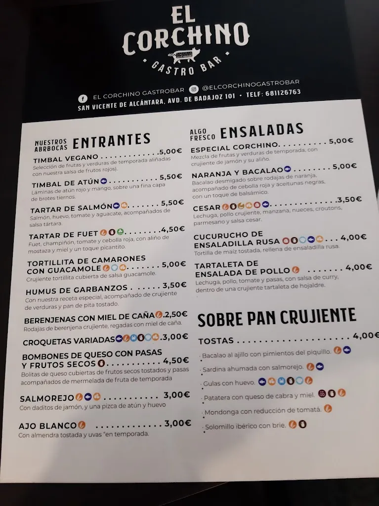 Menu_El Corchino Gastrobar_San Vicente de Alcántara_image_1