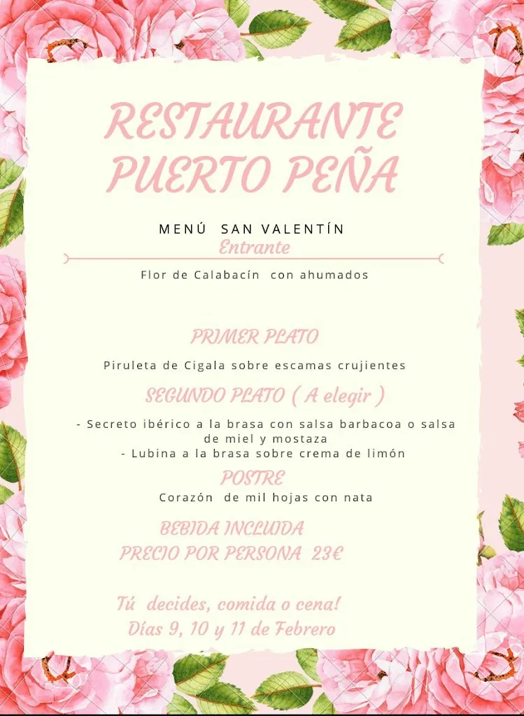 Menu_Restaurante Puerto Peña, Playa_Talarrubias_image_1