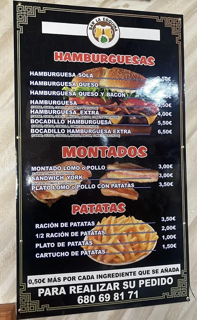 Menu_Bar la Esquina, Talavera la Real_Talavera La Real_image_1