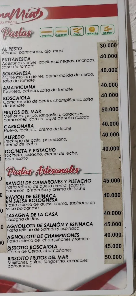 Menu_Mammamia Comida Italian - Pizza and Pasta_Santa Marta_image_1