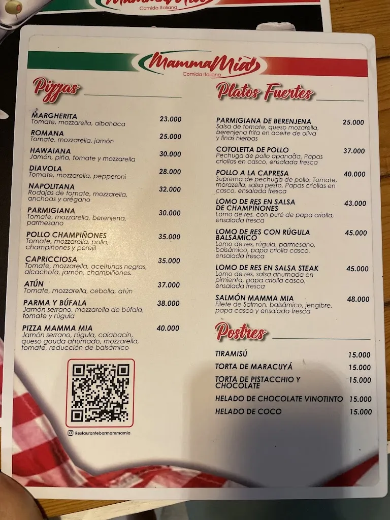 Menu_Mammamia Comida Italian - Pizza and Pasta_Santa Marta_image_2