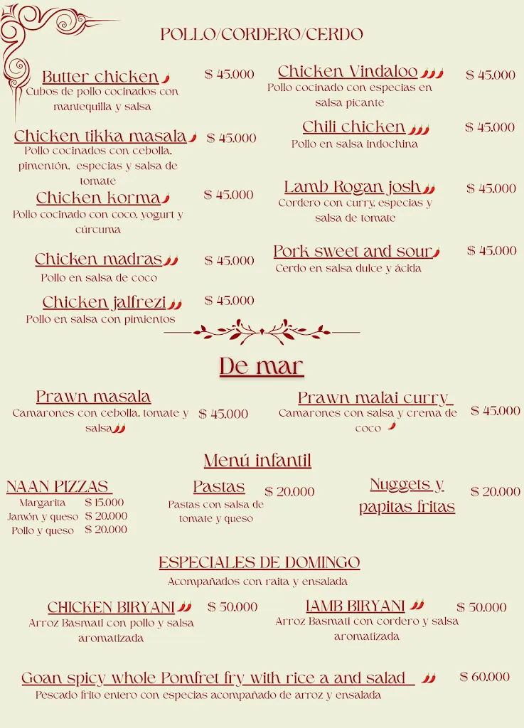Menu_Santa Masala - Indian Cuisine en Santa Marta_Santa Marta_image_1