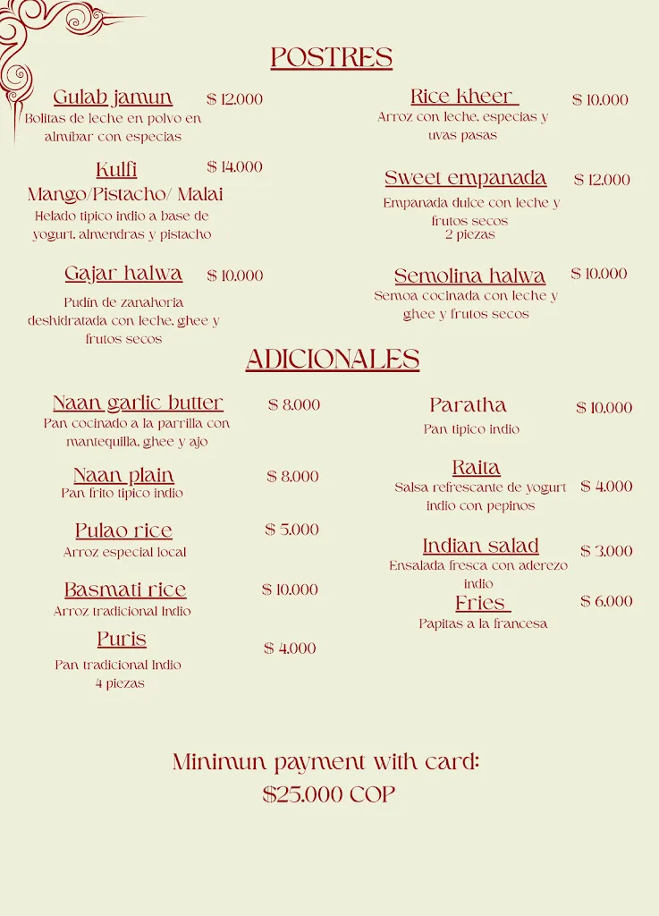 Menu_Santa Masala - Indian Cuisine en Santa Marta_Santa Marta_image_2