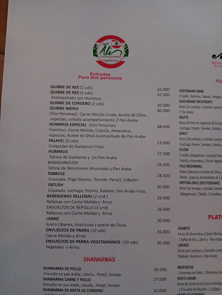 Menu_Majito Ali Lebanese & Vegetarian Cuisine_Santa Marta_image_2